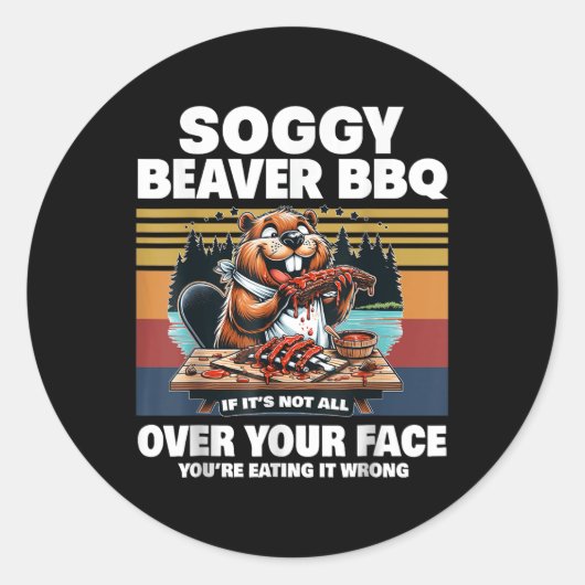 Beaver Bbqはもし顔Beaの上ではない ラウンドシール (正面)
