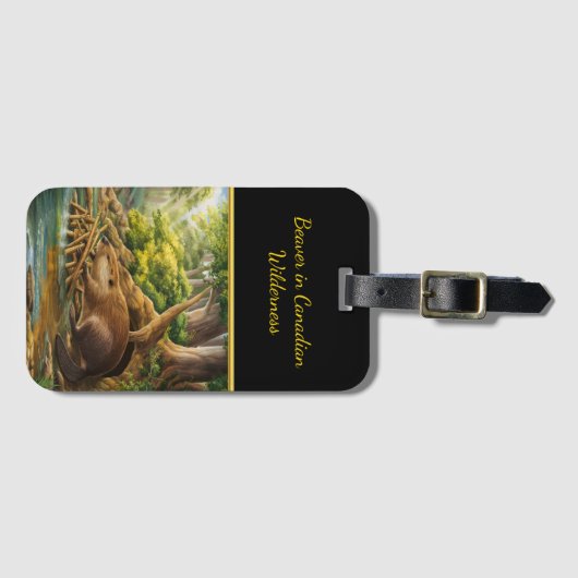 Beaver Builds By The Stream ラゲッジタグ (正面横)