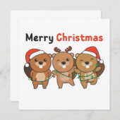 Beaver Christmas Animals Beavers Merry Christmas I 招待状 (正面/裏面)