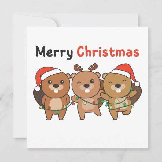 Beaver Christmas Animals Beavers Merry Christmas I 招待状 (正面)