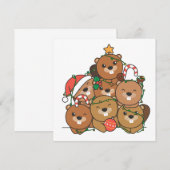 Beaver Christmas Tree Funny Animal Christmas Invit 招待状 (正面/裏面)