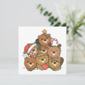 Beaver Christmas Tree Funny Animal Christmas Invit 招待状 (スタンド正面)