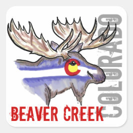 Beaver Creekコロラド州の旗のオオシカのデザインのステッカー スクエアシール