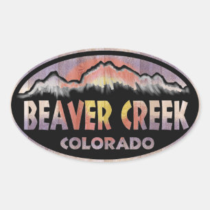 Beaver Creekコロラド州の木製の旗の楕円形のステッカー 楕円形シール