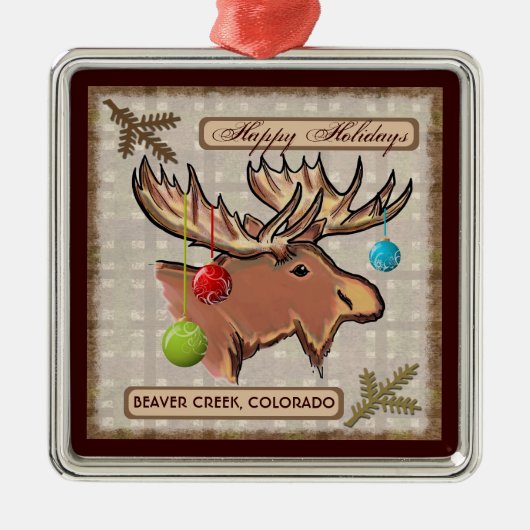 Beaver Creekコロラド州の芸術的なアメリカヘラジカのオーナメント メタルオーナメント (正面)