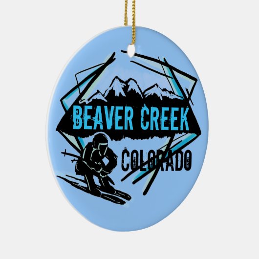 Beaver Creekコロラド州の青いスキーオーナメント セラミックオーナメント (右)