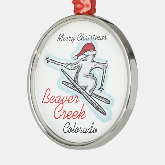 Beaver Creekコロラド州サンタのスキーヤーのオーナメント メタルオーナメント (左)