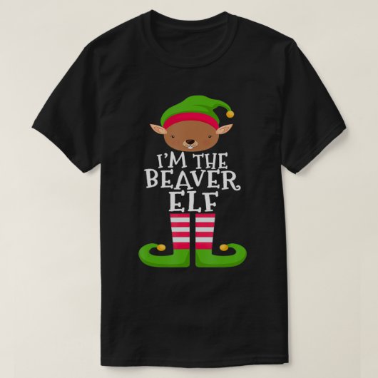 Beaver Elf Animal Lover's Family Matching Christma Tシャツ (デザイン正面)