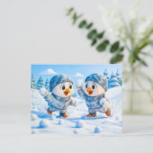 Beaver Ice Bathing in a Striped Swimsuit ポストカード (スタンド正面)