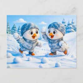 Beaver Ice Bathing in a Striped Swimsuit ポストカード