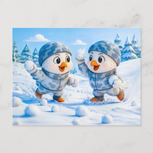 Beaver Ice Bathing in a Striped Swimsuit ポストカード (正面)