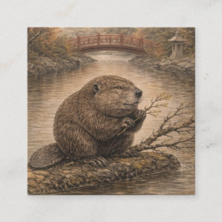 Beaver Japanese Landscape Card スクエア名刺