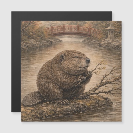 Beaver Japanese Landscape Magnet Card (正面/裏面)