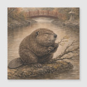 Beaver Japanese Landscape Magnet Card (正面)