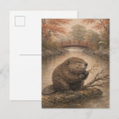 Beaver Japanese Landscape Postcard ポストカード (正面/裏面)
