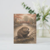 Beaver Japanese Landscape Postcard ポストカード (スタンド正面)