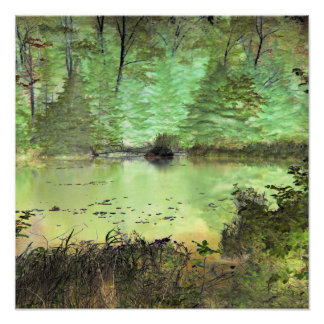Beaver Lodge II:デジタル変換フォレストポンド フォトプリント