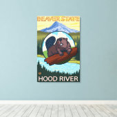 Beaver & Mt. Hood - Hood River, Oregon キャンバスプリント (インサイチュ (ウッドフロア))