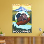 Beaver & Mt. Hood - Hood River, Oregon キャンバスプリント (インサイチュ (リビング))