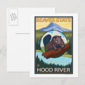 Beaver & Mt. Hood - Hood River, Oregon ポストカード (正面/裏面)