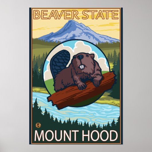 Beaver & Mt. Hood, OregonVintage Travel Poster ポスター (正面)