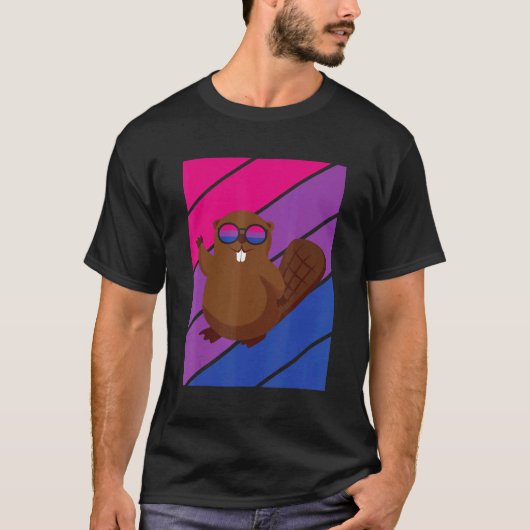 Beaver Pride Bisexual Flag LGBTQ Proud Ally Pride  Tシャツ (正面)