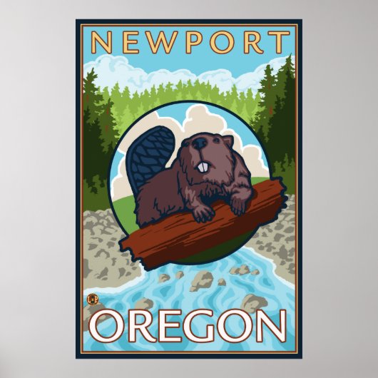 Beaver & River - Newport, Oregon ポスター (正面)