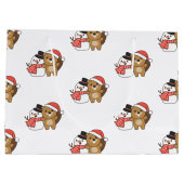 Beaver With Snowman In Winter At Christmas Large G ラージペーパーバッグ (裏面)