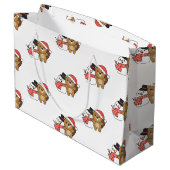Beaver With Snowman In Winter At Christmas Large G ラージペーパーバッグ (裏面アングル)