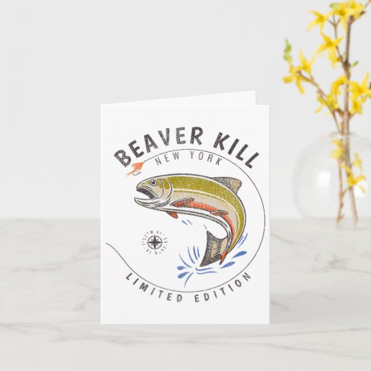 Beaverkill River New York Fly Fishing Souvenir Bea カード (黄色い花)