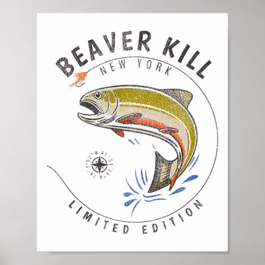 Beaverkill River New York Fly Fishing Souvenir Bea ポスター (正面)