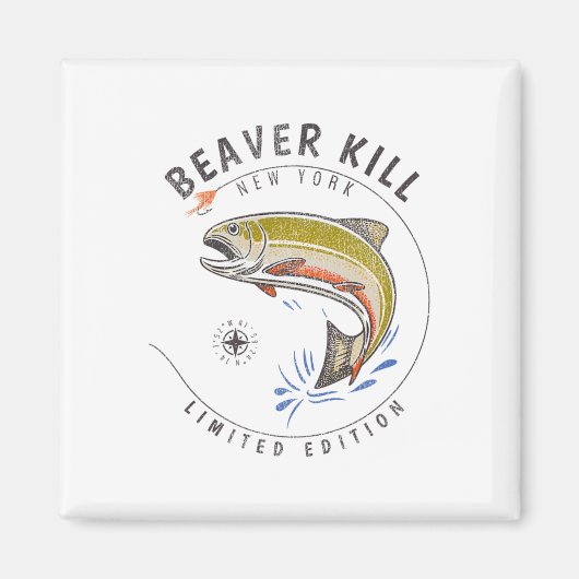 Beaverkill River New York Fly Fishing Souvenir Bea マグネット (正面)