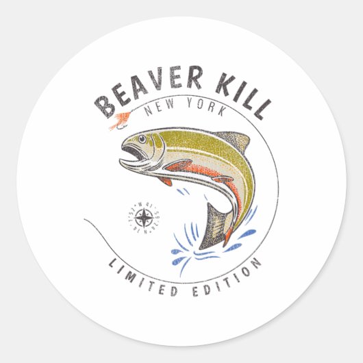 Beaverkill River New York Fly Fishing Souvenir Bea ラウンドシール (正面)