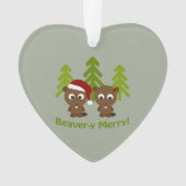 Beaveryのメリークリスマスのビーバーのカップル オーナメント (正面)