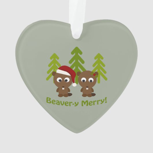 Beaveryのメリークリスマスのビーバーのカップル オーナメント (裏面)