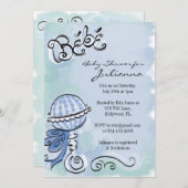 Bebe -フランス人の刺激を受けたなベビーシャワーの招待 招待状 (正面/裏面)