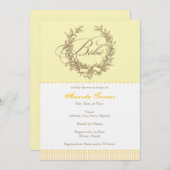 Bebe -黄色くフランスのなベビーシャワーの招待状 招待状 (正面/裏面)