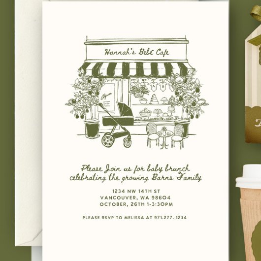 Bebe Cafe | baby is brewing | Home cafe themed BAB 招待状