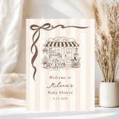 Bebe Cafe Gender neutral Bow Baby Shower Welcome ポスター