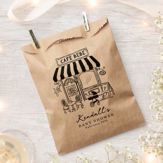 Bebe Cafe Home cafe themed Baby shower フェイバーバッグ (クリップ留めされた状態)