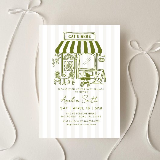 Bebe Cafe Home cafe themed Baby shower 招待状