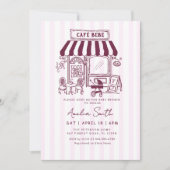 Bebe Cafe Home cafe themed girl Baby shower 招待状 (正面)