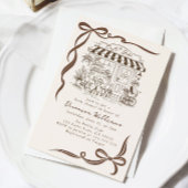 Bebe Cafe Parisian Theme Bow Coffee Baby Shower 招待状