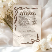 Bebe Cafe Parisian Theme Bow Coffee Baby Shower 招待状