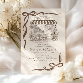 Bebe Cafe Parisian Theme Bow Coffee Baby Shower 招待状