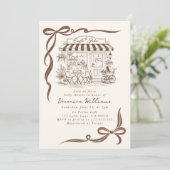 Bebe Cafe Parisian Theme Bow Coffee Baby Shower 招待状 (スタンド正面)