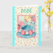"BEBÉ EN PONEYES" - Tarjeta Feliz Nacimiento カード (黄色い花)