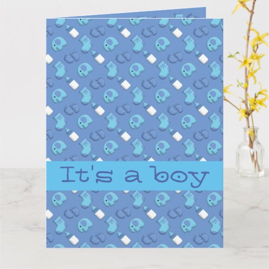 bébé garçon カード (黄色い花)