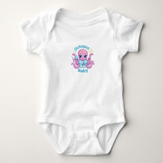 Bébé Pieuvre Kawaii – Design Marin Rigolo |  ベビーボディスーツ (正面)