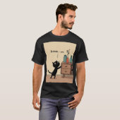 “Because I Can” Black Cat – Funny Minimal Poster Tシャツ (正面フル)
